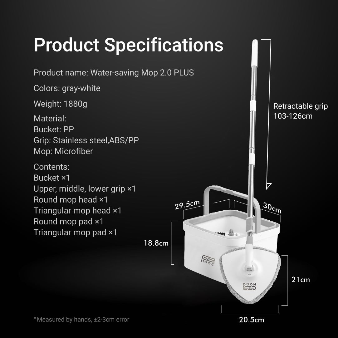 EZR Mop and Bucket with Wringer Set - Triangle Mop Set with Separate Dirty Water Filtration System - Hand-Free Cordless Mop