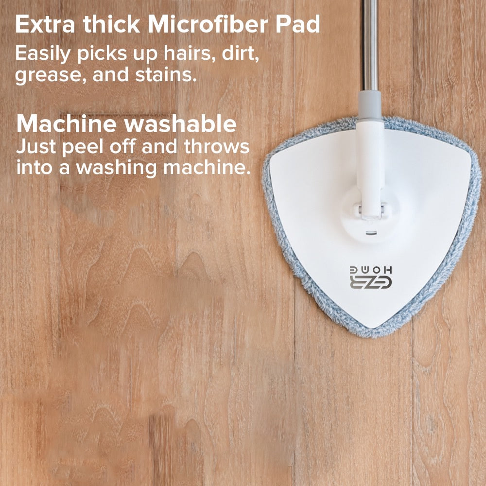EZR Mop and Bucket with Wringer Set - Triangle Mop Set with Separate Dirty Water Filtration System - Hand-Free Cordless Mop