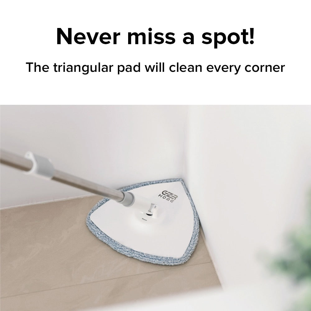 EZR Mop and Bucket with Wringer Set - Triangle Mop Set with Separate Dirty Water Filtration System - Hand-Free Cordless Mop