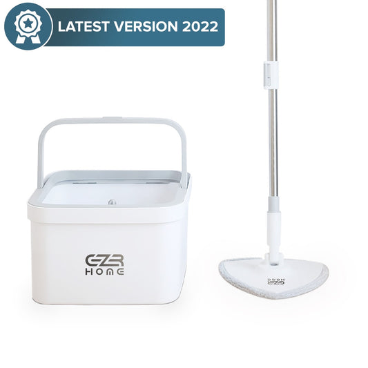 EZR Mop and Bucket with Wringer Set - Triangle Mop Set with Separate Dirty Water Filtration System - Hand-Free Cordless Mop